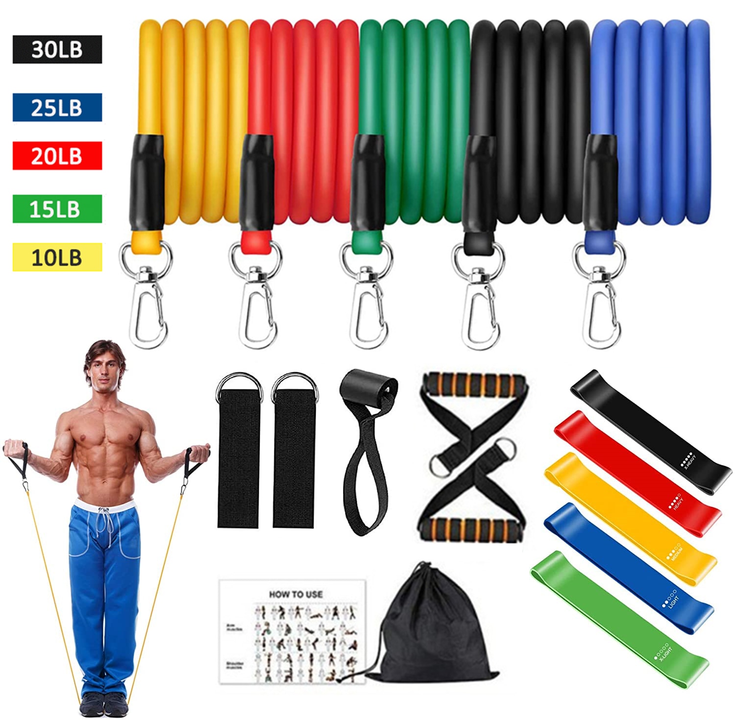 Elastic Resistance Fitness Bands Set